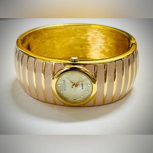 Bijoux Terner Gold and Pink Women's Bangle Watch